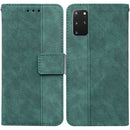 For Samsung Galaxy S20+ Geometric Embossed Leather Phone Case(Green)