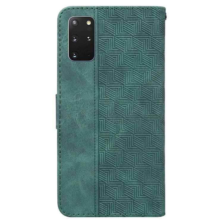 For Samsung Galaxy S20+ Geometric Embossed Leather Phone Case(Green)