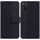 For Samsung Galaxy S20+ Geometric Embossed Leather Phone Case(Black)