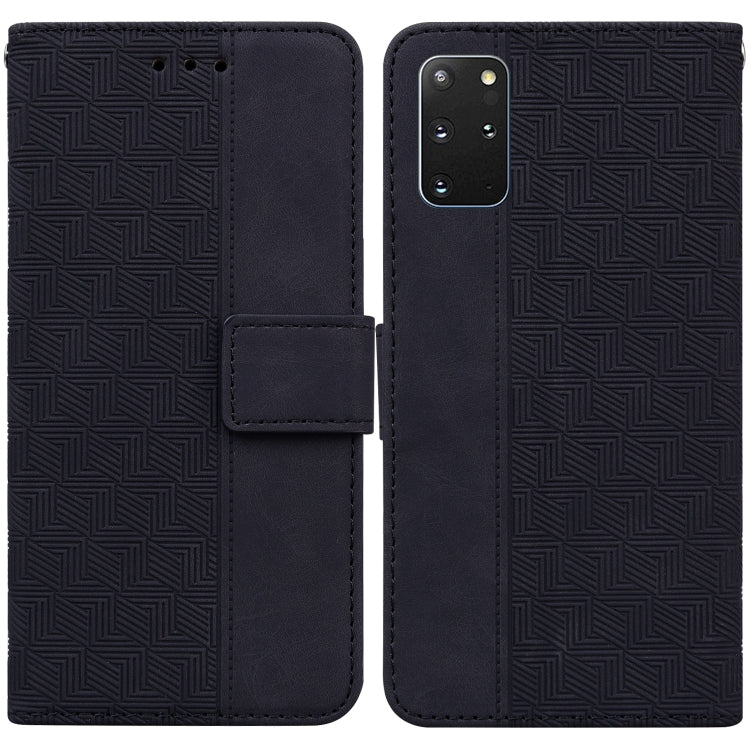 For Samsung Galaxy S20+ Geometric Embossed Leather Phone Case(Black)