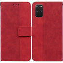 For Samsung Galaxy S20+ Geometric Embossed Leather Phone Case(Red)