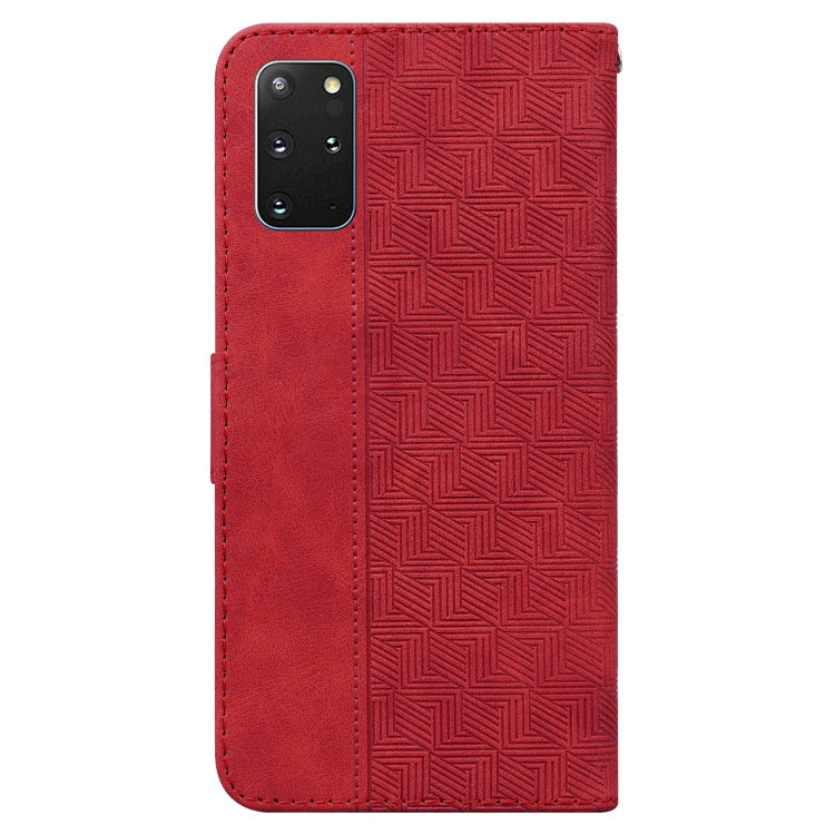 For Samsung Galaxy S20+ Geometric Embossed Leather Phone Case(Red)