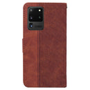 For Samsung Galaxy S20 Ultra Geometric Embossed Leather Phone Case(Brown)