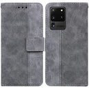 For Samsung Galaxy S20 Ultra Geometric Embossed Leather Phone Case(Grey)