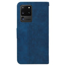 For Samsung Galaxy S20 Ultra Geometric Embossed Leather Phone Case(Blue)