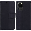 For Samsung Galaxy S20 Ultra Geometric Embossed Leather Phone Case(Black)