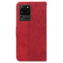 For Samsung Galaxy S20 Ultra Geometric Embossed Leather Phone Case(Red)