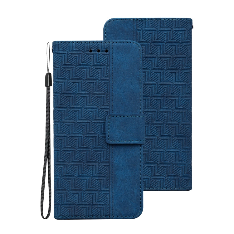 For Samsung Galaxy S21 5G Geometric Embossed Leather Phone Case(Blue)