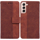 For Samsung Galaxy S21+ 5G Geometric Embossed Leather Phone Case(Brown)