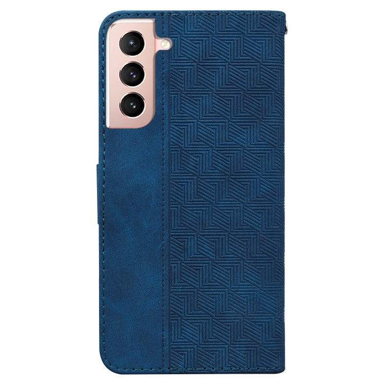 For Samsung Galaxy S21+ 5G Geometric Embossed Leather Phone Case(Blue)
