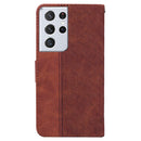For Samsung Galaxy S21 Ultra 5G Geometric Embossed Leather Phone Case(Brown)