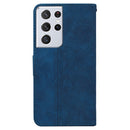 For Samsung Galaxy S21 Ultra 5G Geometric Embossed Leather Phone Case(Blue)