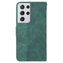 For Samsung Galaxy S21 Ultra 5G Geometric Embossed Leather Phone Case(Green)