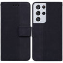 For Samsung Galaxy S21 Ultra 5G Geometric Embossed Leather Phone Case(Black)