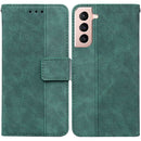 For Samsung Galaxy S22 5G Geometric Embossed Leather Phone Case(Green)