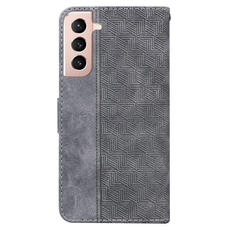 For Samsung Galaxy S22+ 5G Geometric Embossed Leather Phone Case(Grey)