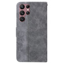 For Samsung Galaxy S22 Ultra 5G Geometric Embossed Leather Phone Case(Grey)
