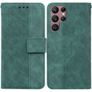 For Samsung Galaxy S22 Ultra 5G Geometric Embossed Leather Phone Case(Green)