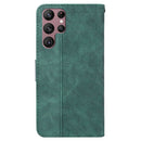For Samsung Galaxy S22 Ultra 5G Geometric Embossed Leather Phone Case(Green)