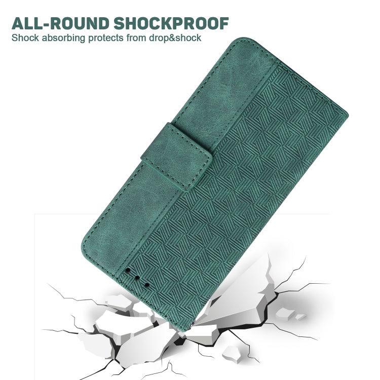 For Samsung Galaxy S22 Ultra 5G Geometric Embossed Leather Phone Case(Green)