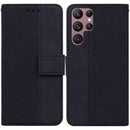 For Samsung Galaxy S22 Ultra 5G Geometric Embossed Leather Phone Case(Black)