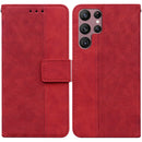 For Samsung Galaxy S22 Ultra 5G Geometric Embossed Leather Phone Case(Red)
