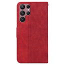For Samsung Galaxy S22 Ultra 5G Geometric Embossed Leather Phone Case(Red)