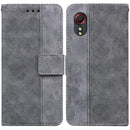 For Samsung Galaxy Xcover 5 Geometric Embossed Leather Phone Case(Grey)