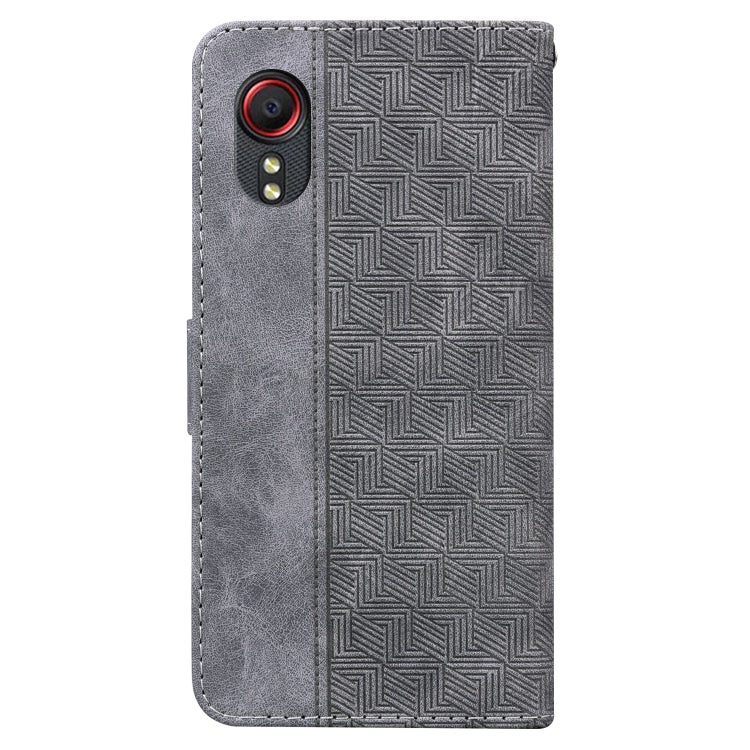 For Samsung Galaxy Xcover 5 Geometric Embossed Leather Phone Case(Grey)
