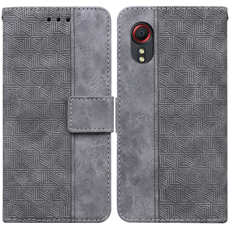 For Samsung Galaxy Xcover 5 Geometric Embossed Leather Phone Case(Grey)