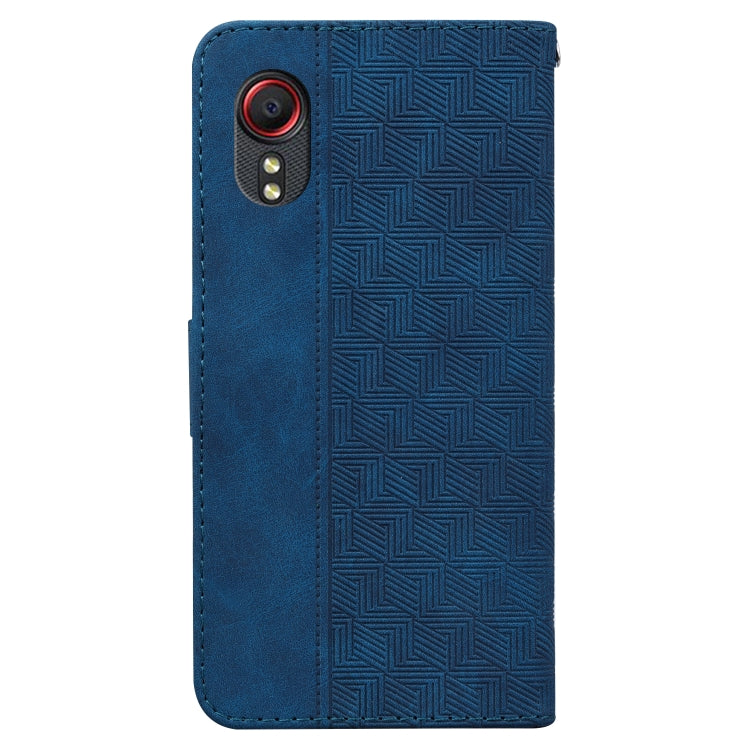 For Samsung Galaxy Xcover 5 Geometric Embossed Leather Phone Case(Blue)
