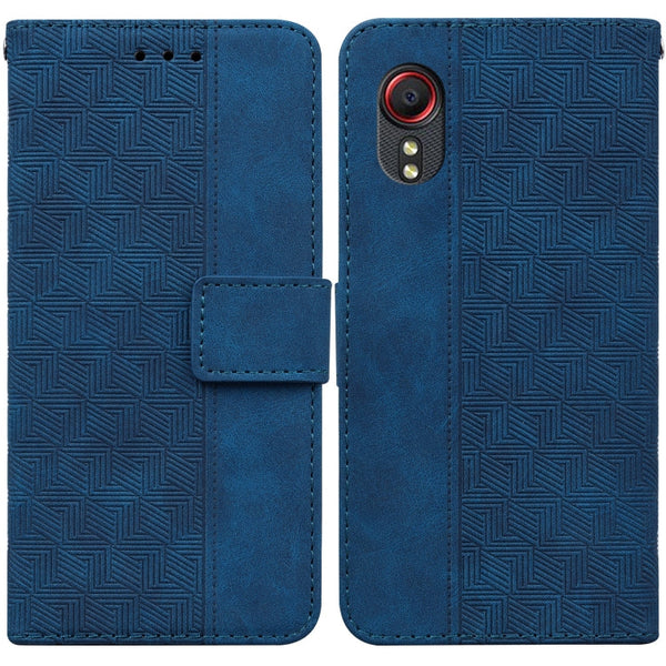 For Samsung Galaxy Xcover 5 Geometric Embossed Leather Phone Case(Blue)