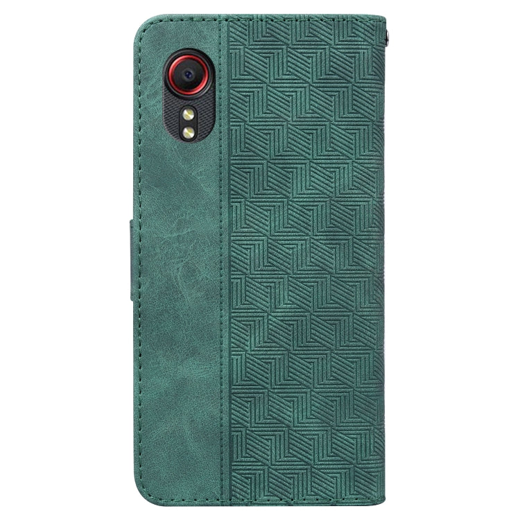 For Samsung Galaxy Xcover 5 Geometric Embossed Leather Phone Case(Green)