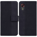 For Samsung Galaxy Xcover 5 Geometric Embossed Leather Phone Case(Black)