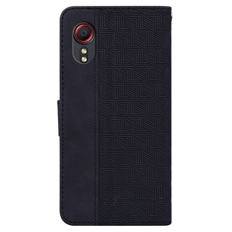 For Samsung Galaxy Xcover 5 Geometric Embossed Leather Phone Case(Black)