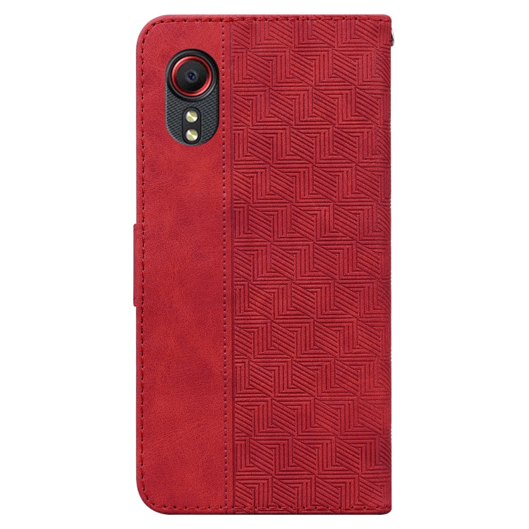 For Samsung Galaxy Xcover 5 Geometric Embossed Leather Phone Case(Red)