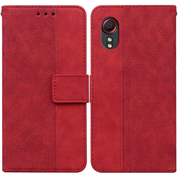 For Samsung Galaxy Xcover 5 Geometric Embossed Leather Phone Case(Red)