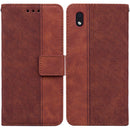 For Samsung Galaxy A01 Core Geometric Embossed Leather Phone Case(Brown)