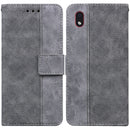 For Samsung Galaxy A01 Core Geometric Embossed Leather Phone Case(Grey)