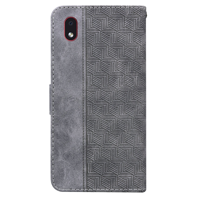 For Samsung Galaxy A01 Core Geometric Embossed Leather Phone Case(Grey)