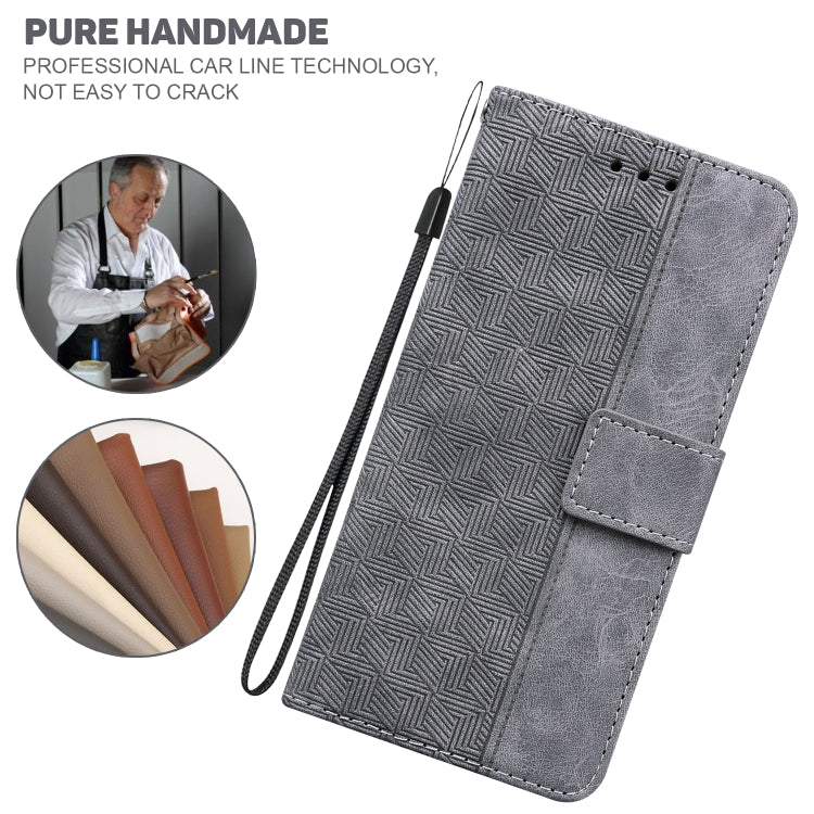 For Samsung Galaxy A01 Core Geometric Embossed Leather Phone Case(Grey)