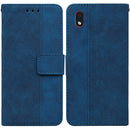 For Samsung Galaxy A01 Core Geometric Embossed Leather Phone Case(Blue)