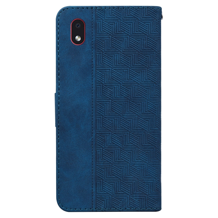 For Samsung Galaxy A01 Core Geometric Embossed Leather Phone Case(Blue)