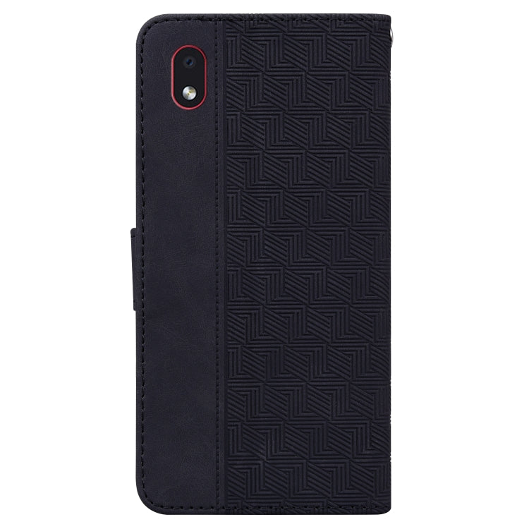 For Samsung Galaxy A01 Core Geometric Embossed Leather Phone Case(Black)
