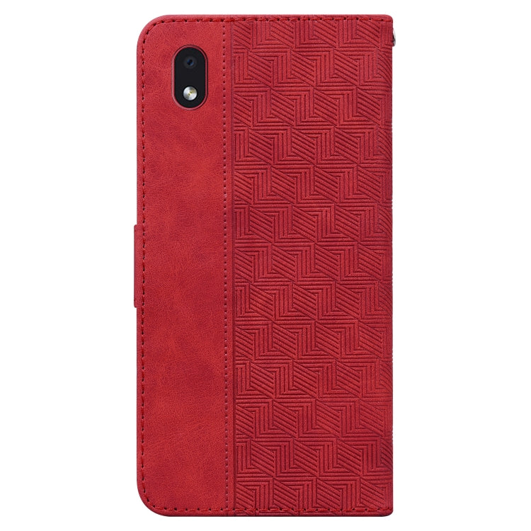 For Samsung Galaxy A01 Core Geometric Embossed Leather Phone Case(Red)