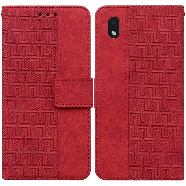 For Samsung Galaxy A01 Core Geometric Embossed Leather Phone Case(Red)