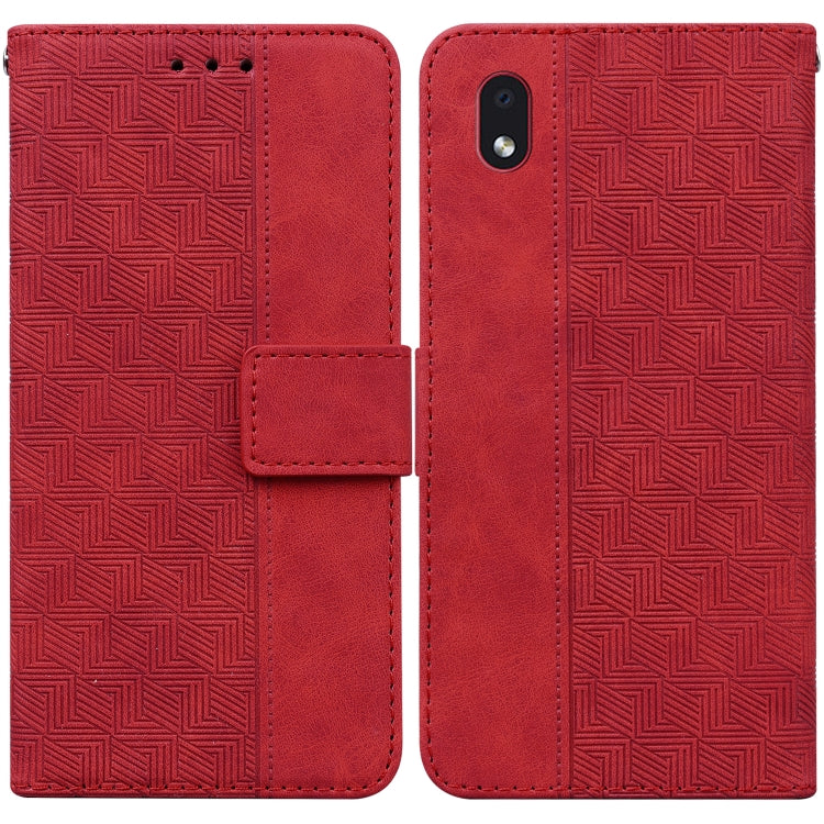 For Samsung Galaxy A01 Core Geometric Embossed Leather Phone Case(Red)
