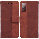 For Samsung Galaxy S20 FE 5G Geometric Embossed Leather Phone Case(Brown)