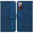 For Samsung Galaxy S20 FE 5G Geometric Embossed Leather Phone Case(Blue)