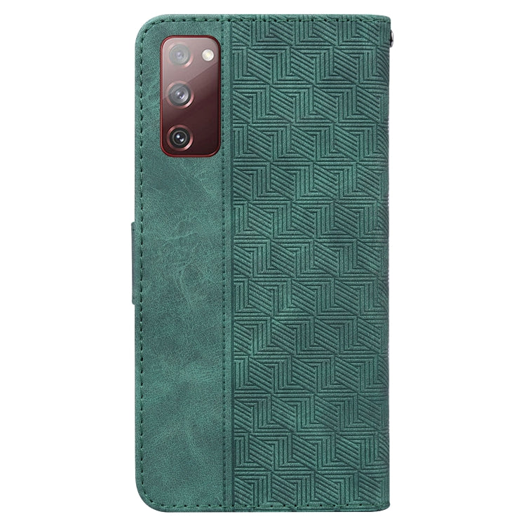 For Samsung Galaxy S20 FE 5G Geometric Embossed Leather Phone Case(Green)